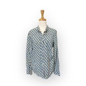 J Crew Boy Shirt Size 2 Blue Seahorse Print Button Down